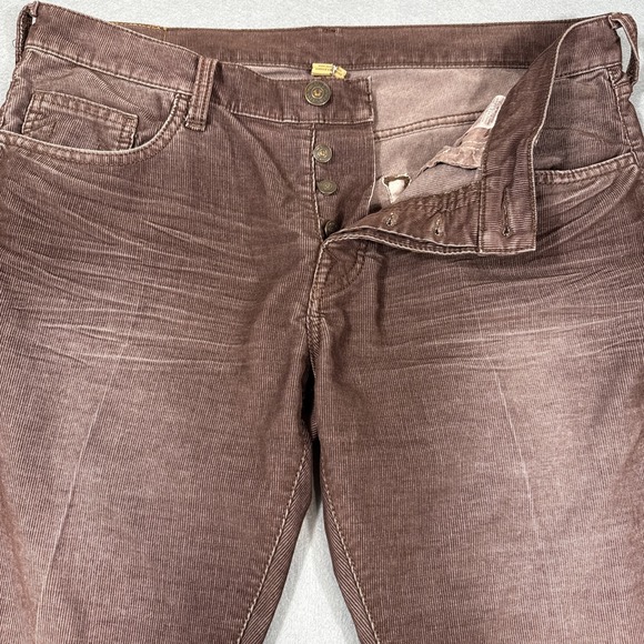 PANTS CORDUROY STRAIGHT True Religion MEN 33 GENO  Relaxed  Flap BROWN - Picture 5 of 11